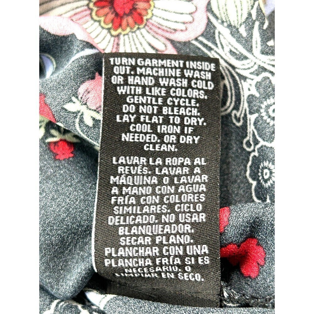 Zac & Rachel Womens Black Floral Round Neck Bell Sleeve Sheer Blouse PL 1140U4 - Picture 12 of 12